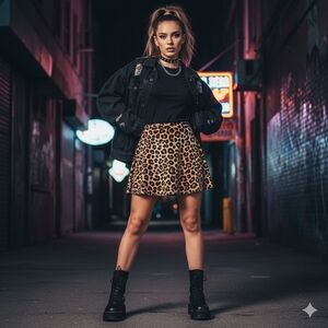 EUC VTG Y2K Palisades Velvet Leopard Print Mini Skirt Side Zip XL!!